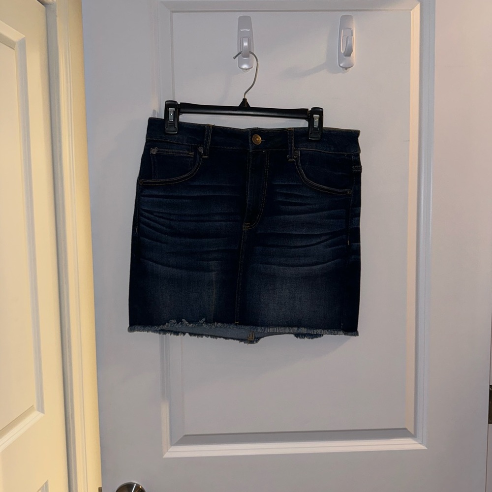 American Eagle Dark Denim Mini Skirt; Size 12 Long